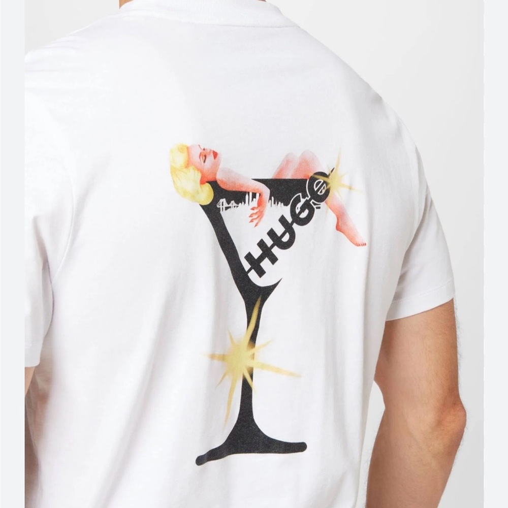Hugo boss, authentic girl in a martini glass T-shirt